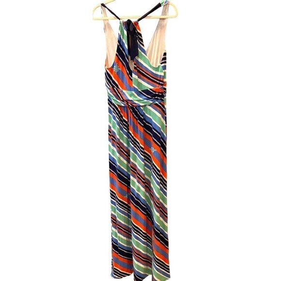 LILLY PULITZER Women's "Amanda" Multicolor Striped Knit Nautical Halter Maxi Dr - Picture 2 of 14